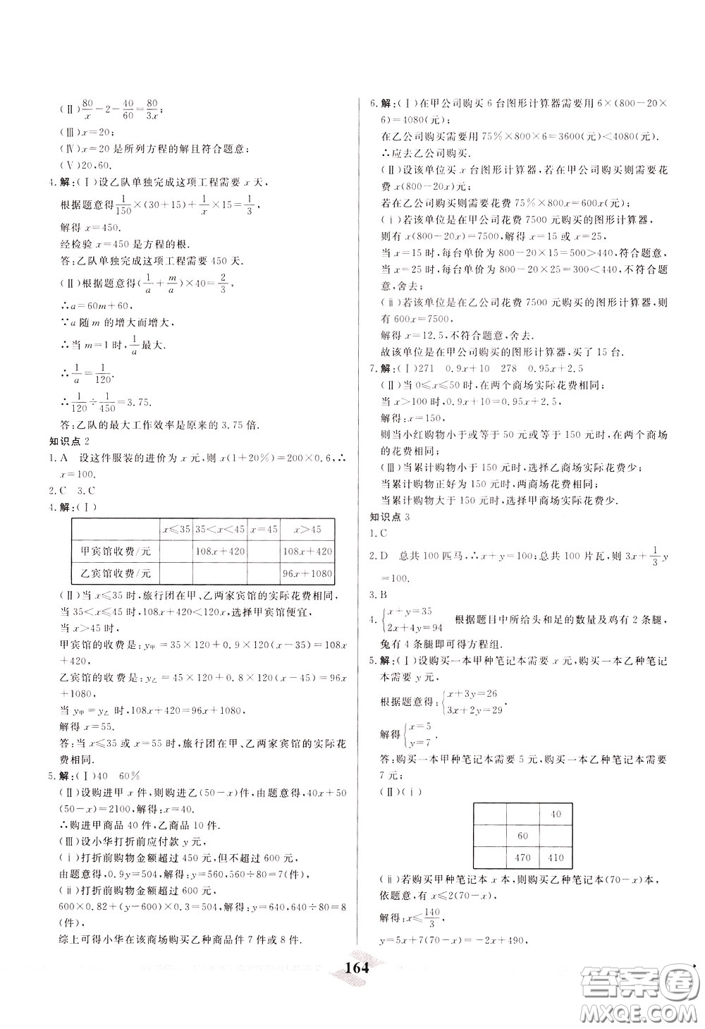 天津人民出版社2020年一飛沖天中考專項精品試題分類數(shù)學(xué)參考答案