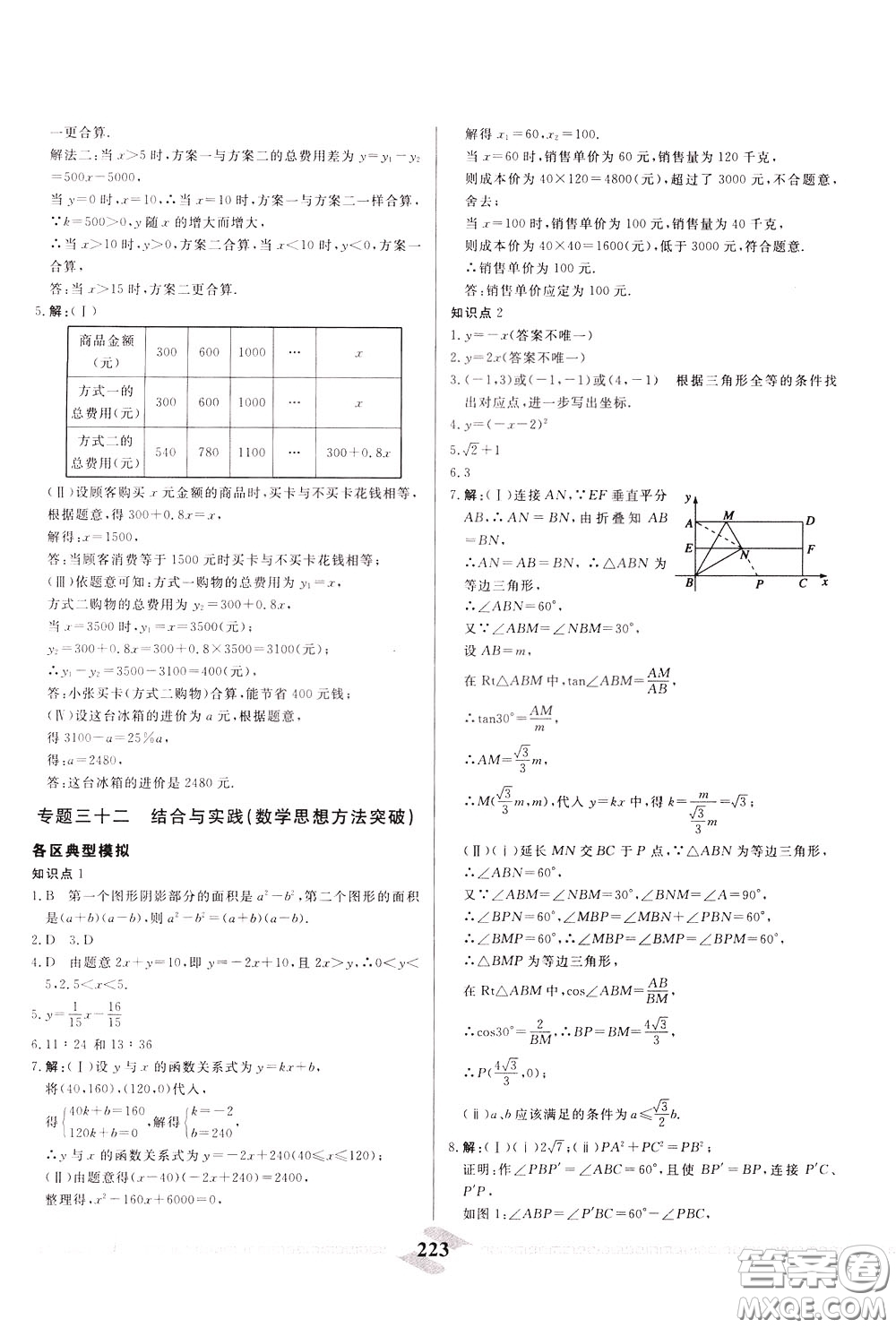 天津人民出版社2020年一飛沖天中考專項精品試題分類數(shù)學(xué)參考答案