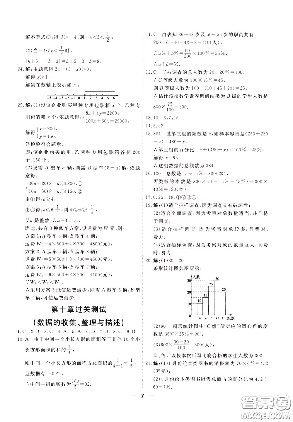 2020年一飛沖天小復(fù)習(xí)七年級(jí)下冊(cè)數(shù)學(xué)參考答案