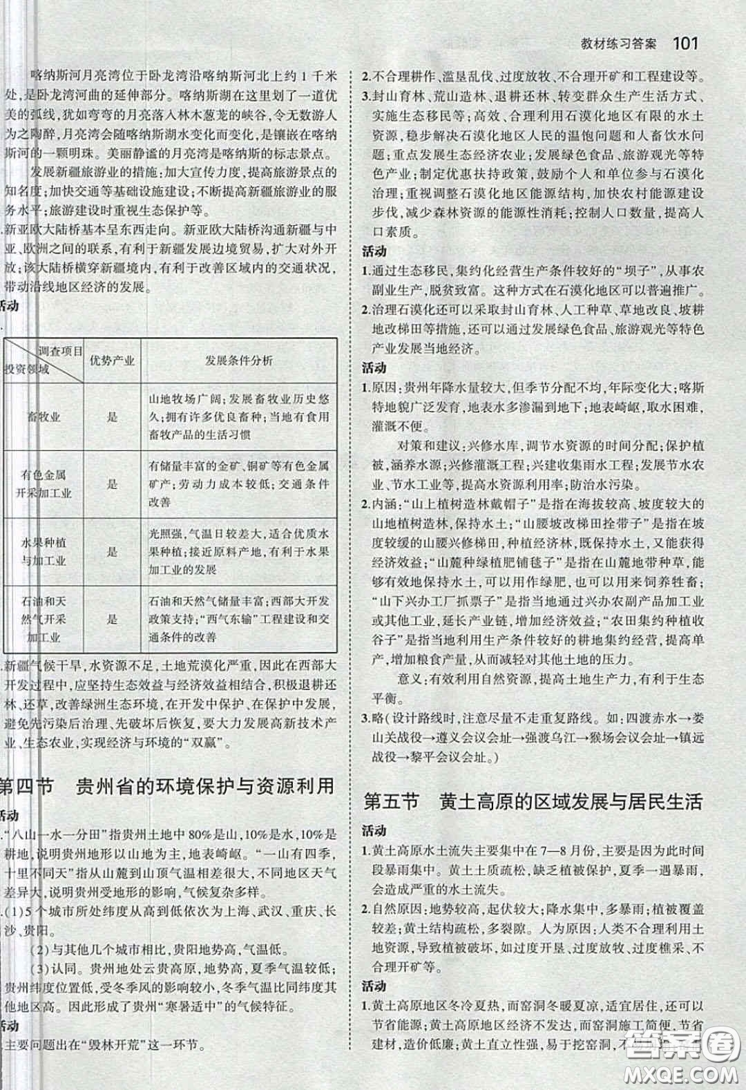 湖南教育出版社2020義務(wù)教育教科書(shū)八年級(jí)地理下冊(cè)湘教版課后習(xí)題答案