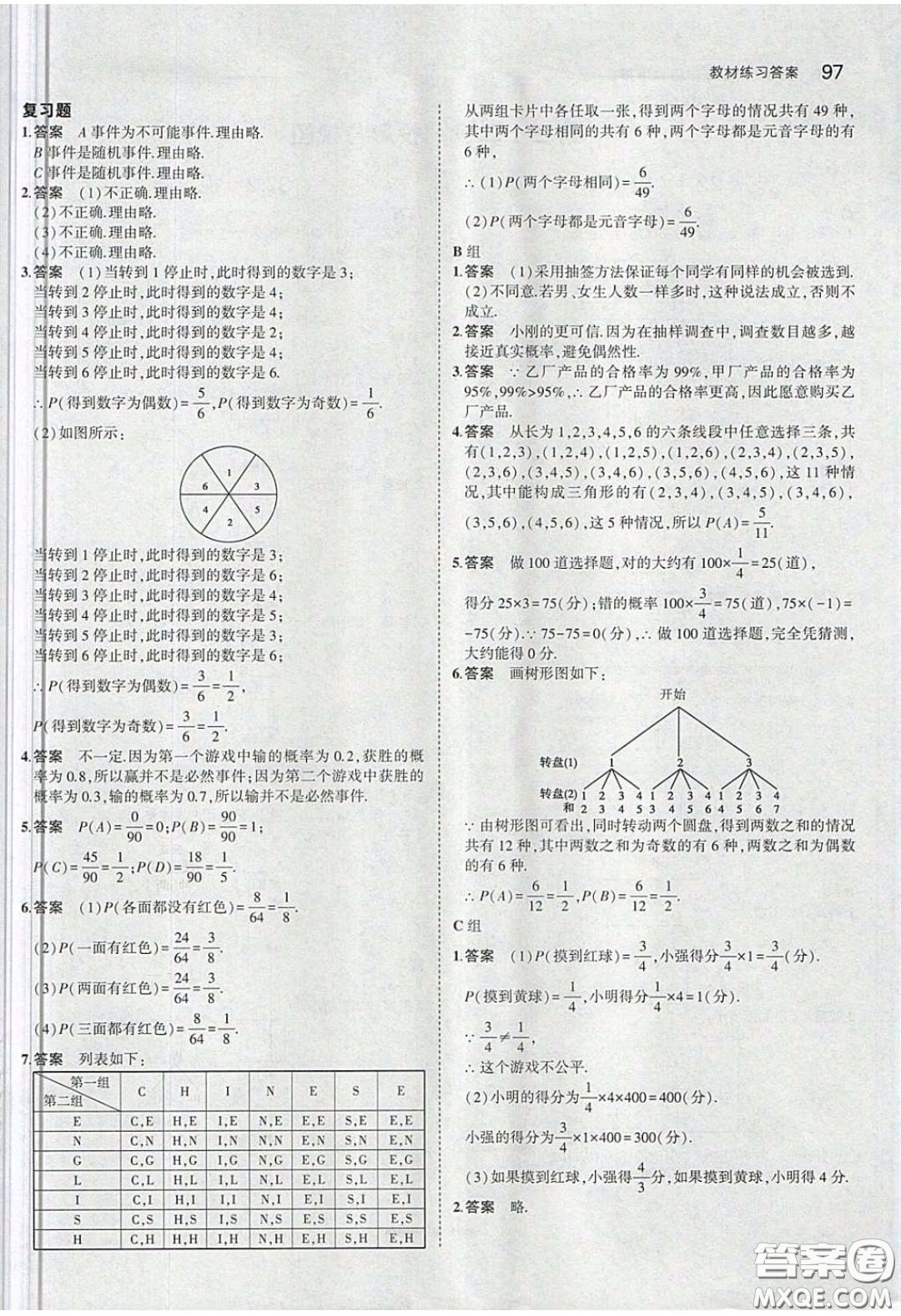 河北教育出版社2020義務(wù)教育教科書九年級數(shù)學(xué)下冊冀教版教材課后習(xí)題答案