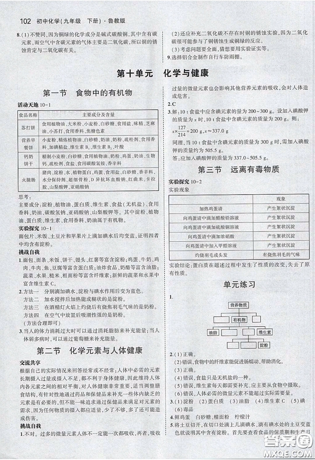 2020義務(wù)教育教科書54學(xué)制九年級(jí)化學(xué)下冊(cè)魯教版教材課后習(xí)題答案