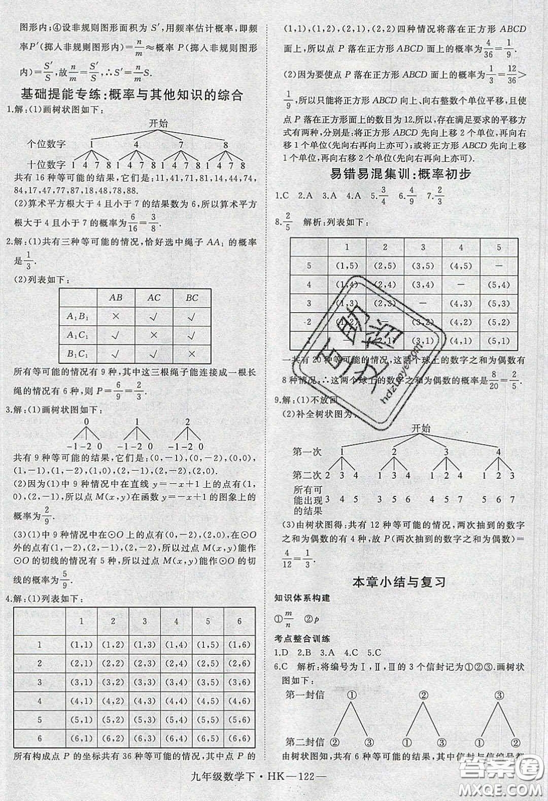 安徽專用2020優(yōu)翼學(xué)練優(yōu)九年級(jí)數(shù)學(xué)下冊(cè)滬教版答案