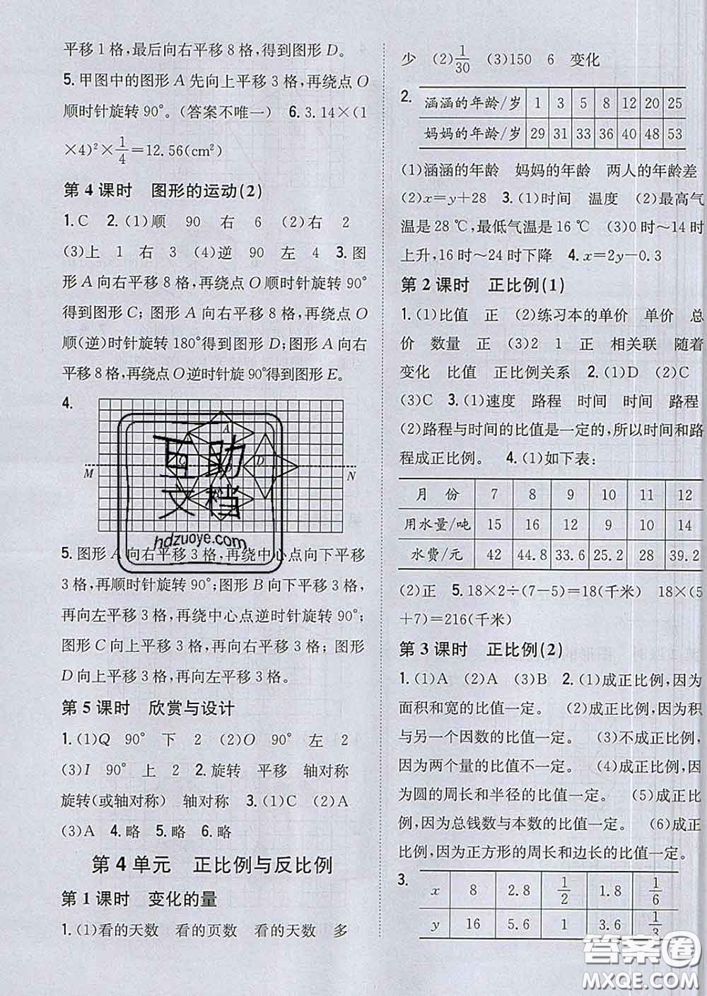 2020春梓耕書系小學(xué)題幫六年級(jí)數(shù)學(xué)下冊北師版答案