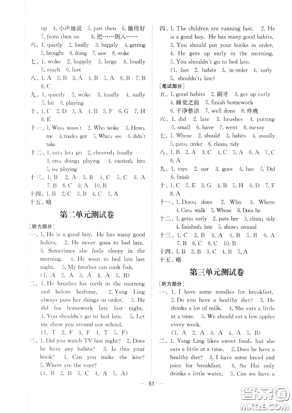 2020年課時(shí)金練英語(yǔ)六年級(jí)下冊(cè)江蘇版參考答案