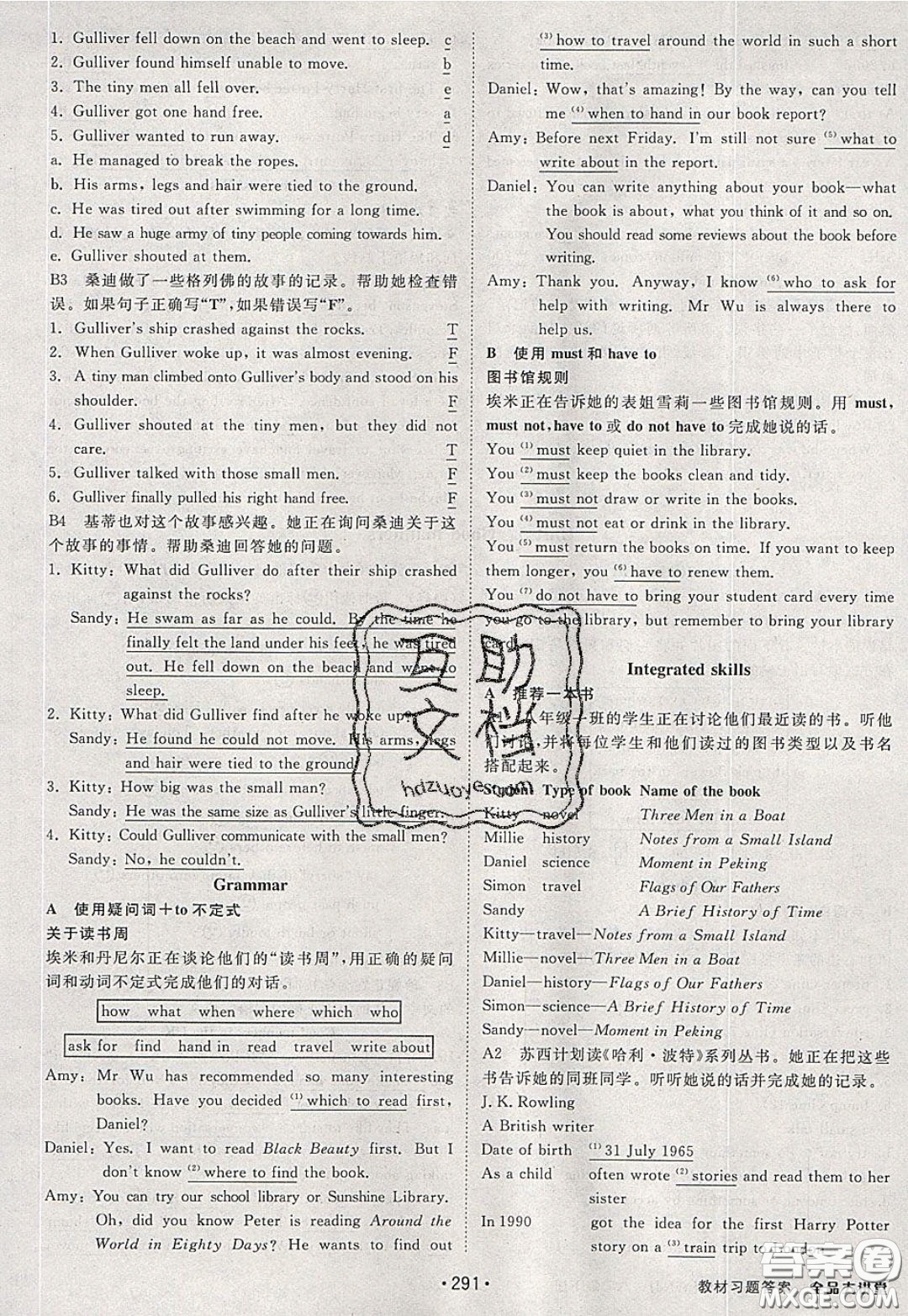 2020春全品大講堂初中英語八年級下冊新課標(biāo)YLNJ譯林牛津版參考答案