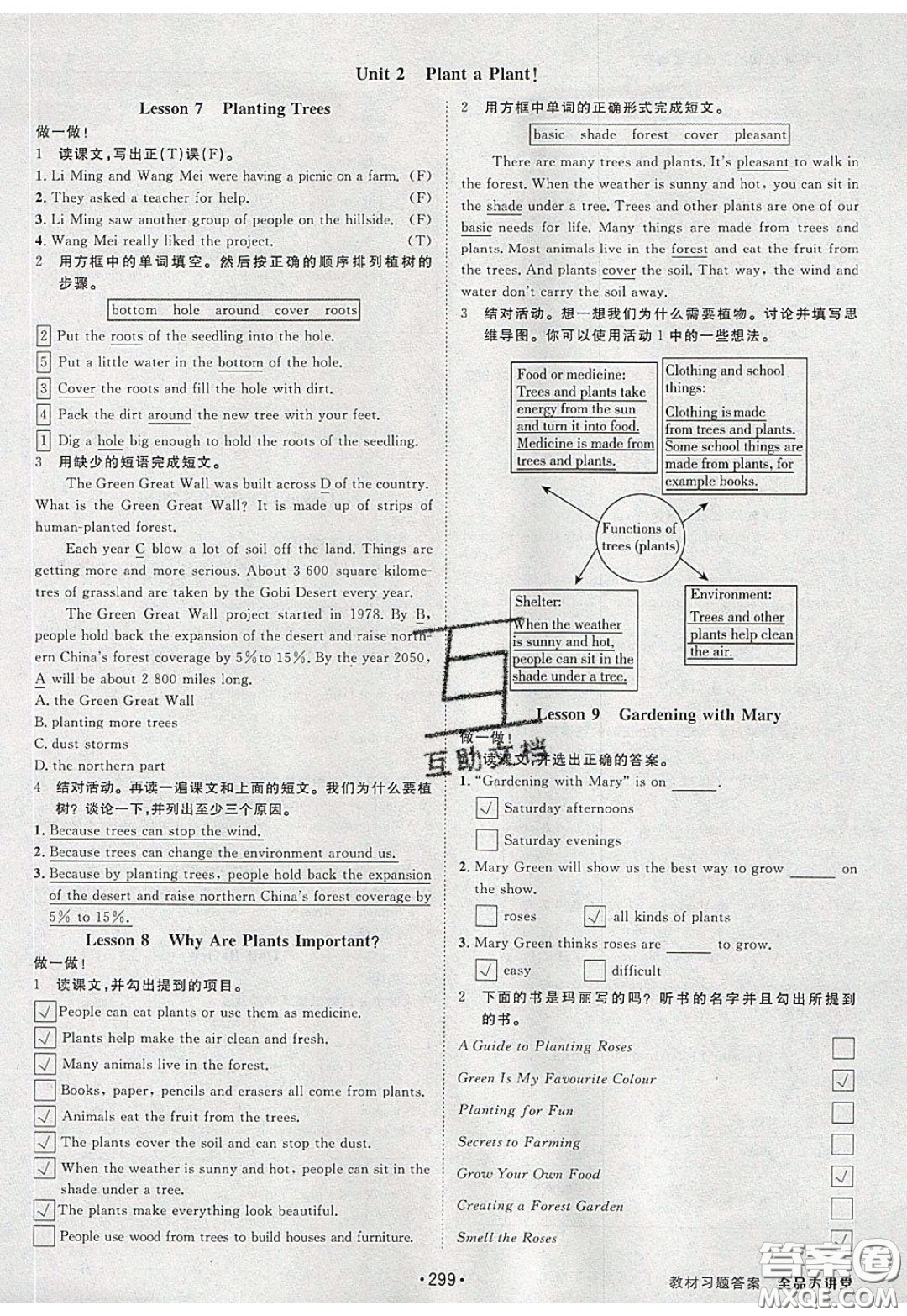 2020春全品大講堂初中英語八年級(jí)下冊(cè)新課標(biāo)JJ冀教版參考答案