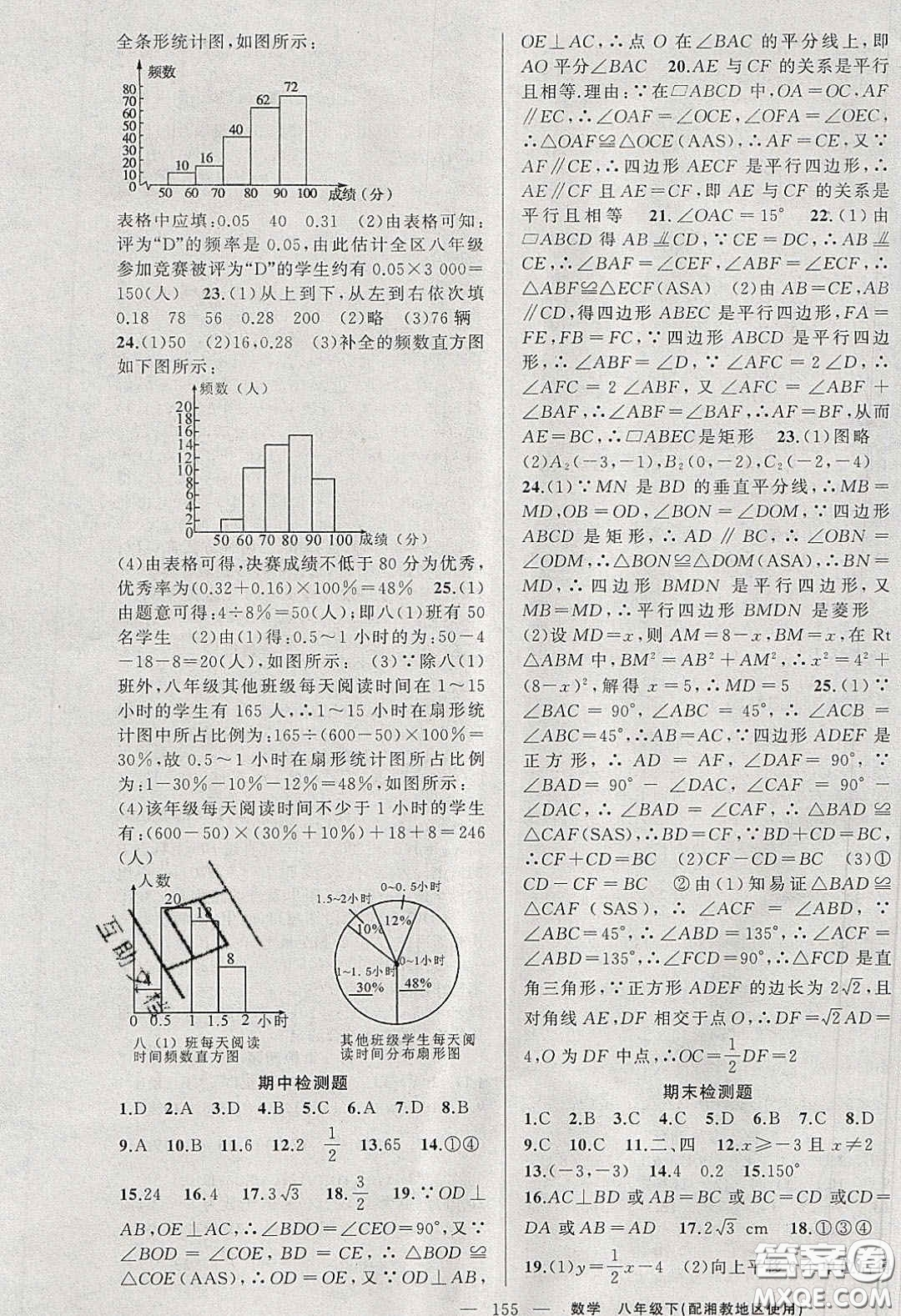 原創(chuàng)新課堂2020八年級數(shù)學(xué)下冊湘教版答案