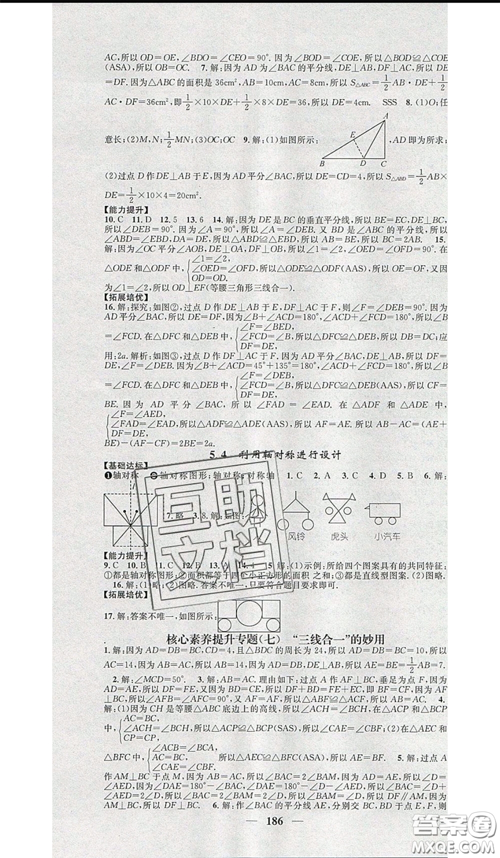 2020年智慧學(xué)堂核心素養(yǎng)提升法七年級下冊數(shù)學(xué)北師大版參考答案