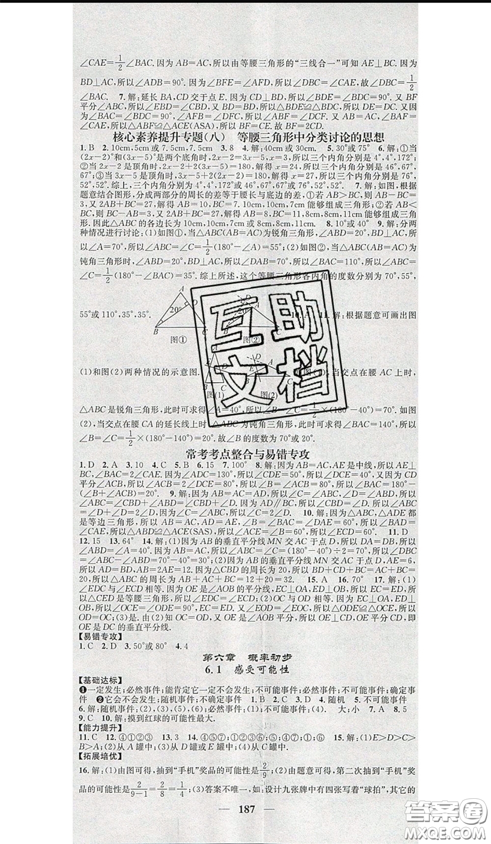 2020年智慧學(xué)堂核心素養(yǎng)提升法七年級下冊數(shù)學(xué)北師大版參考答案