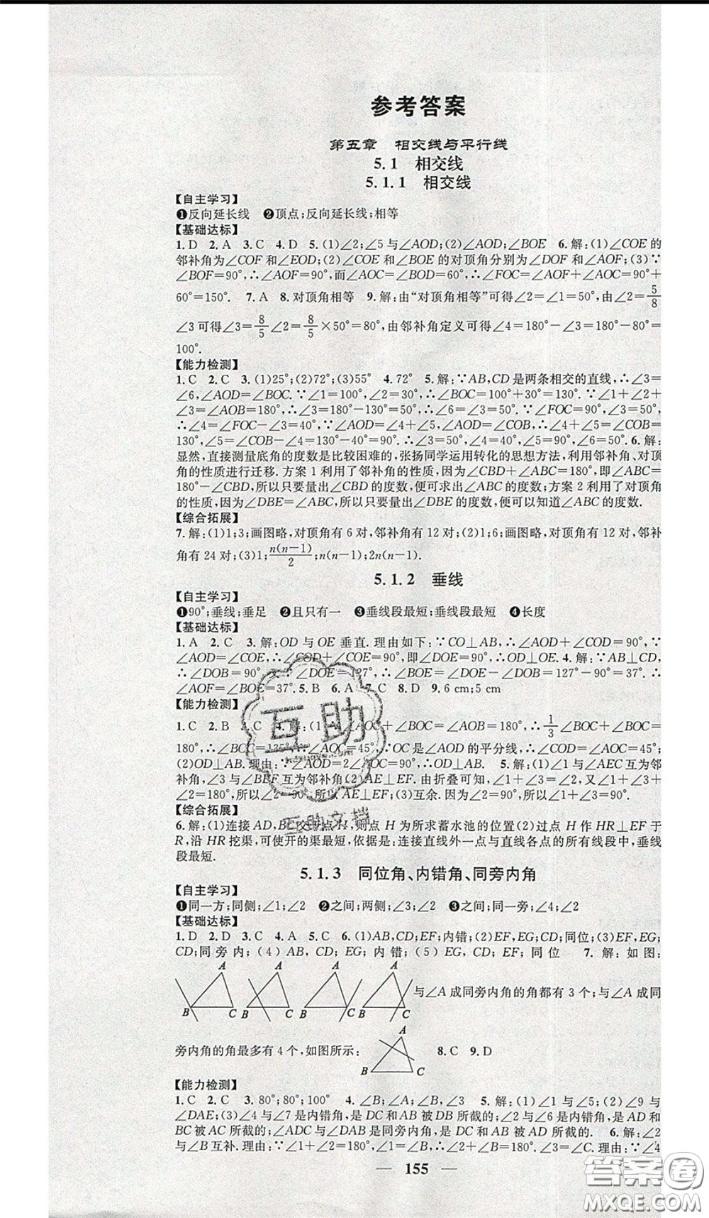 2020年智慧學(xué)堂核心素養(yǎng)提升法七年級下冊數(shù)學(xué)人教版參考答案