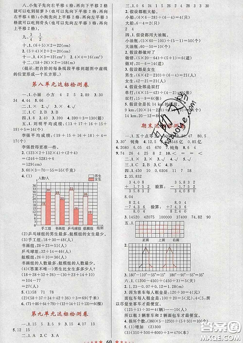 2020新版小學同步測控全優(yōu)設計超人天天練四年級數(shù)學人教版答案