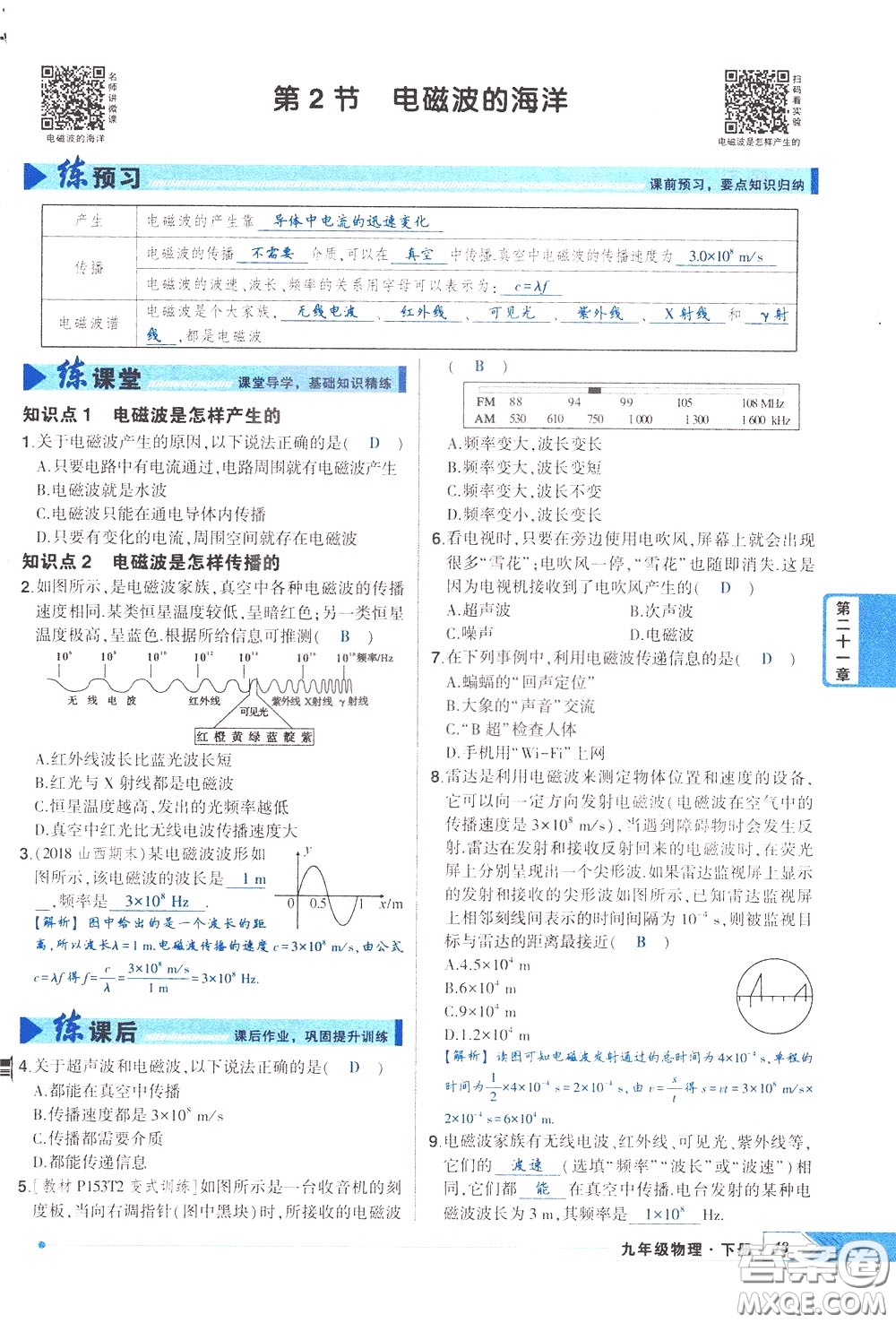 狀元成才路2020年?duì)钤獙?dǎo)練九年級(jí)下冊(cè)物理人教版參考答案