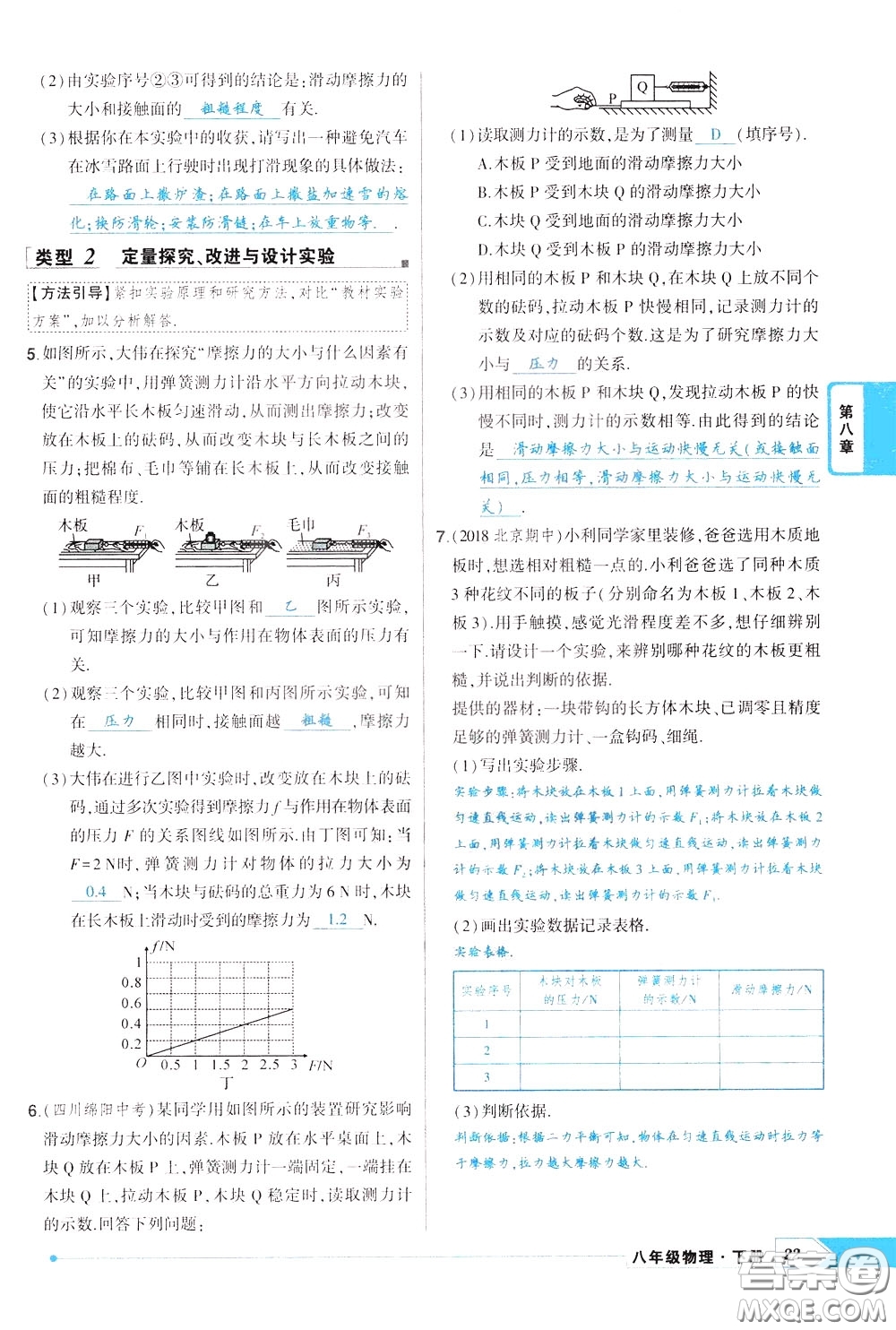 狀元成才路2020年狀元導(dǎo)練八年級下冊物理人教版參考答案