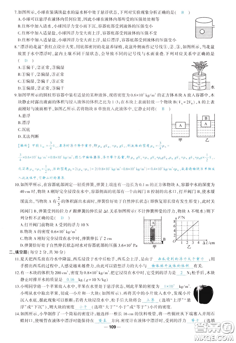 狀元成才路2020年狀元導(dǎo)練八年級下冊物理人教版參考答案