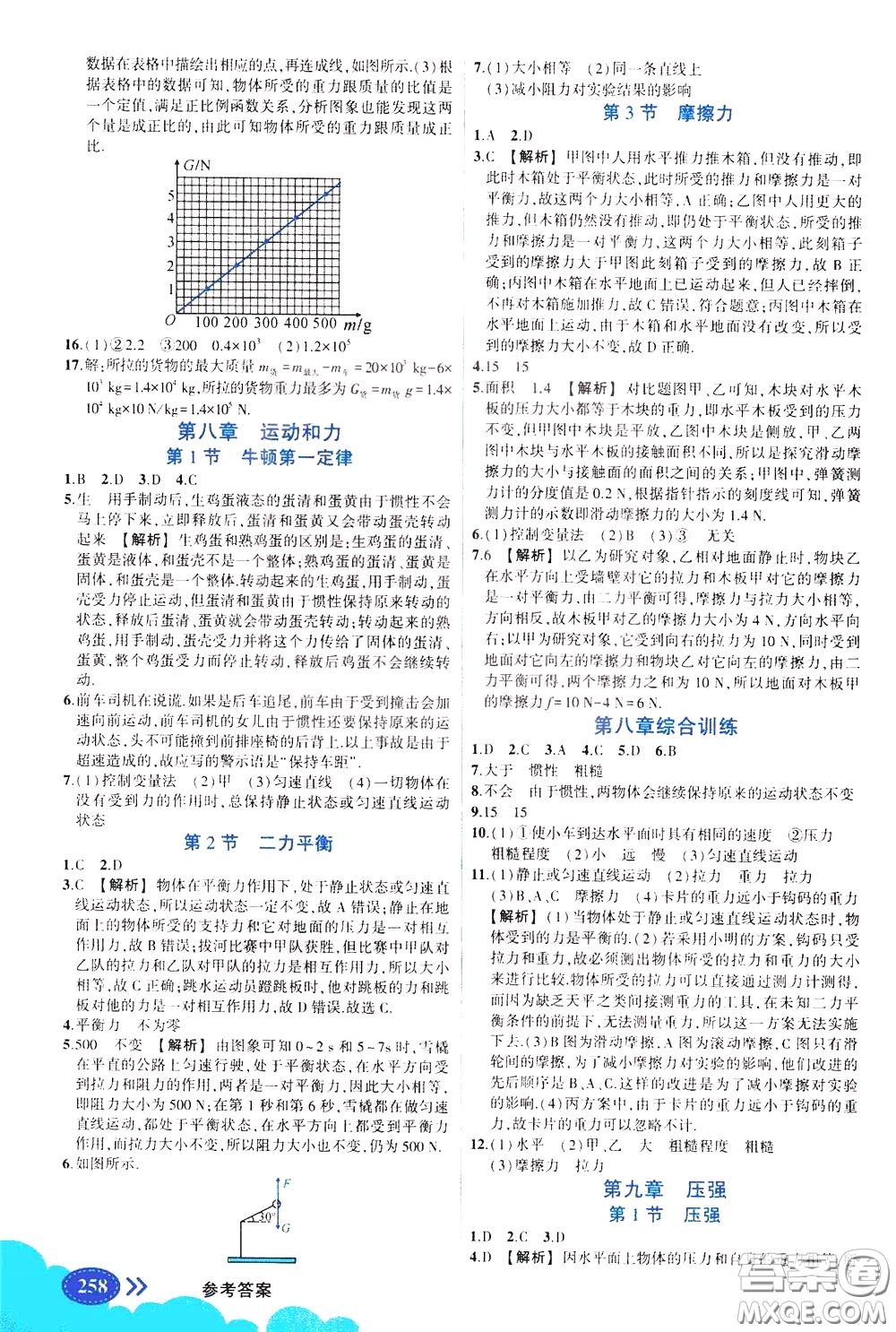 黃岡狀元成才路2020年?duì)钤笳n堂好學(xué)案八年級下冊物理人教版參考答案