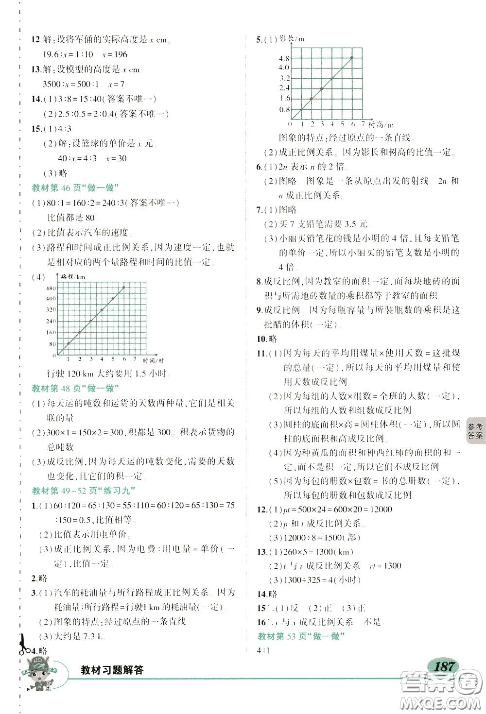 黃岡狀元成才路2020年?duì)钤笳n堂好學(xué)案六年級(jí)下冊(cè)數(shù)學(xué)人教版參考答案