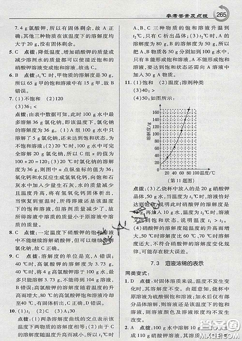 吉林教育出版社2020春特高級教師點(diǎn)撥九年級化學(xué)下冊科學(xué)版答案