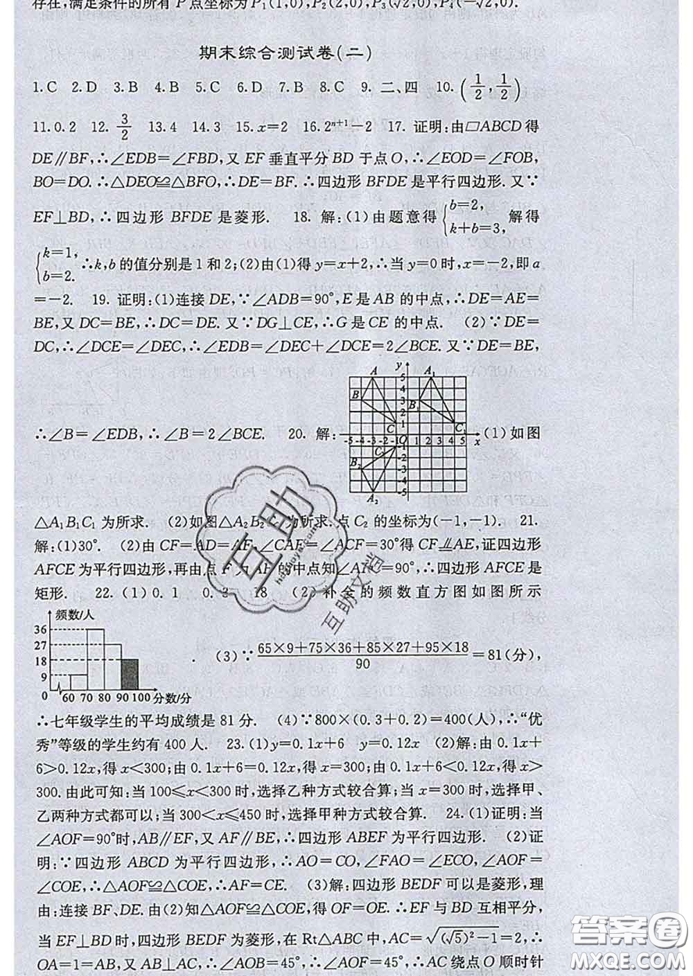 梯田文化2020春課堂點(diǎn)睛八年級(jí)數(shù)學(xué)下冊(cè)湘教版答案