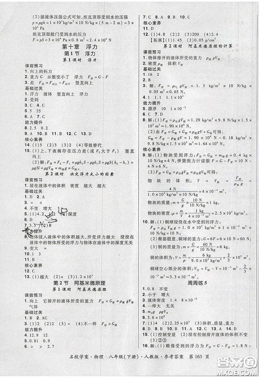 2020年國華作業(yè)本名校學案八年級物理下冊人教版答案