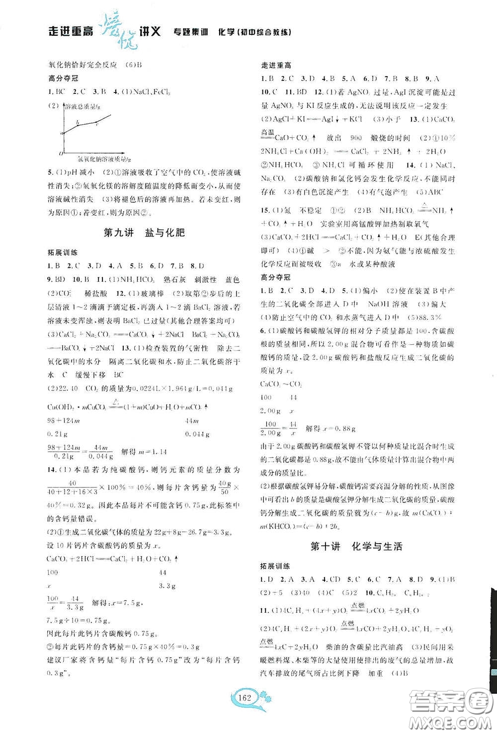 2020走進(jìn)重高培優(yōu)講義專題集訓(xùn)化學(xué)初中綜合教練第二版答案