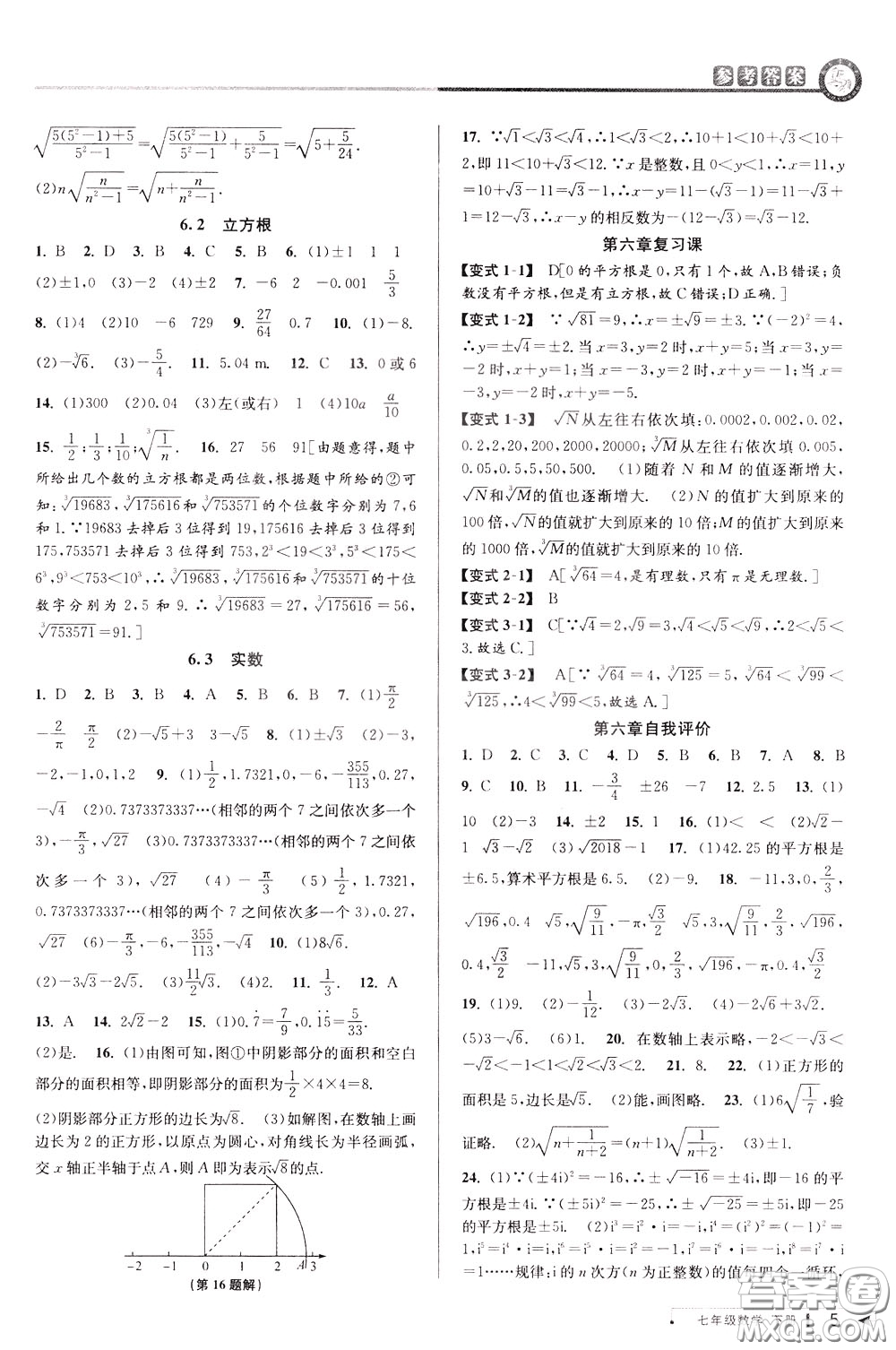 2020年教與學(xué)課程同步講練七年級(jí)數(shù)學(xué)下冊(cè)人教版參考答案