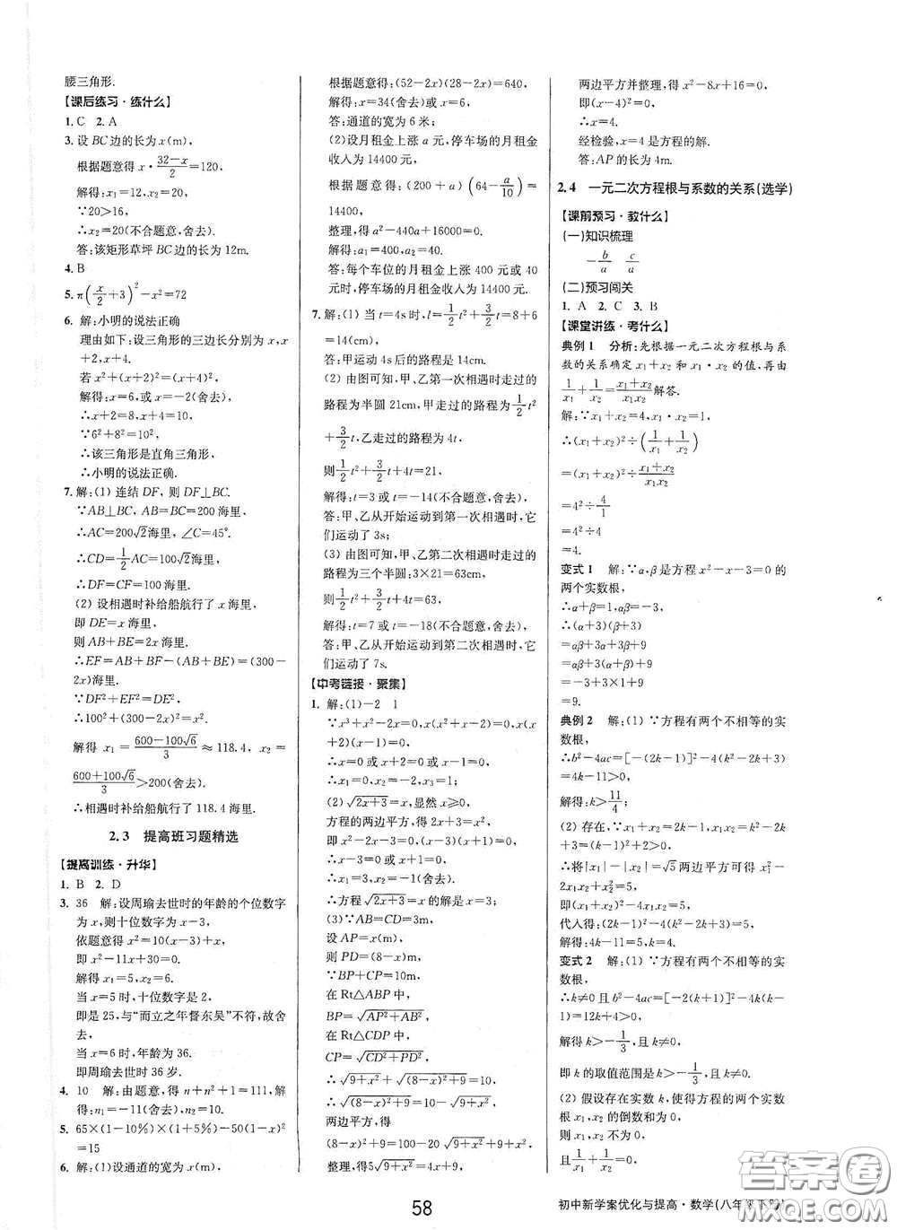 天津科學(xué)技術(shù)出版社2020初中新學(xué)案優(yōu)化與提高八年級(jí)數(shù)學(xué)下冊(cè)A版答案