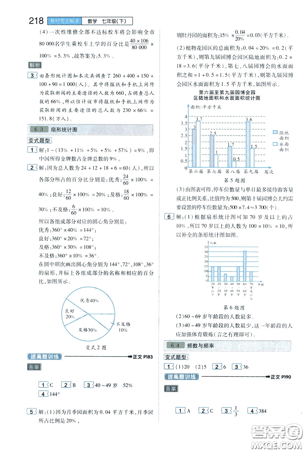 2020年王后雄初中教材完全解讀七年級(jí)下冊(cè)數(shù)學(xué)ZJSX浙教版參考答案