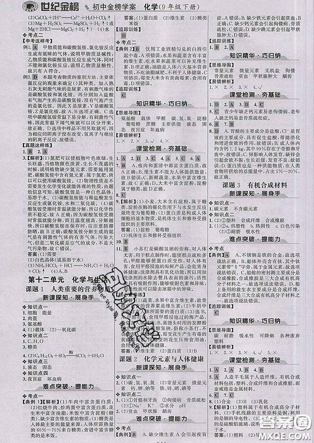 2020新版世紀(jì)金榜金榜學(xué)案九年級(jí)化學(xué)下冊(cè)人教版答案