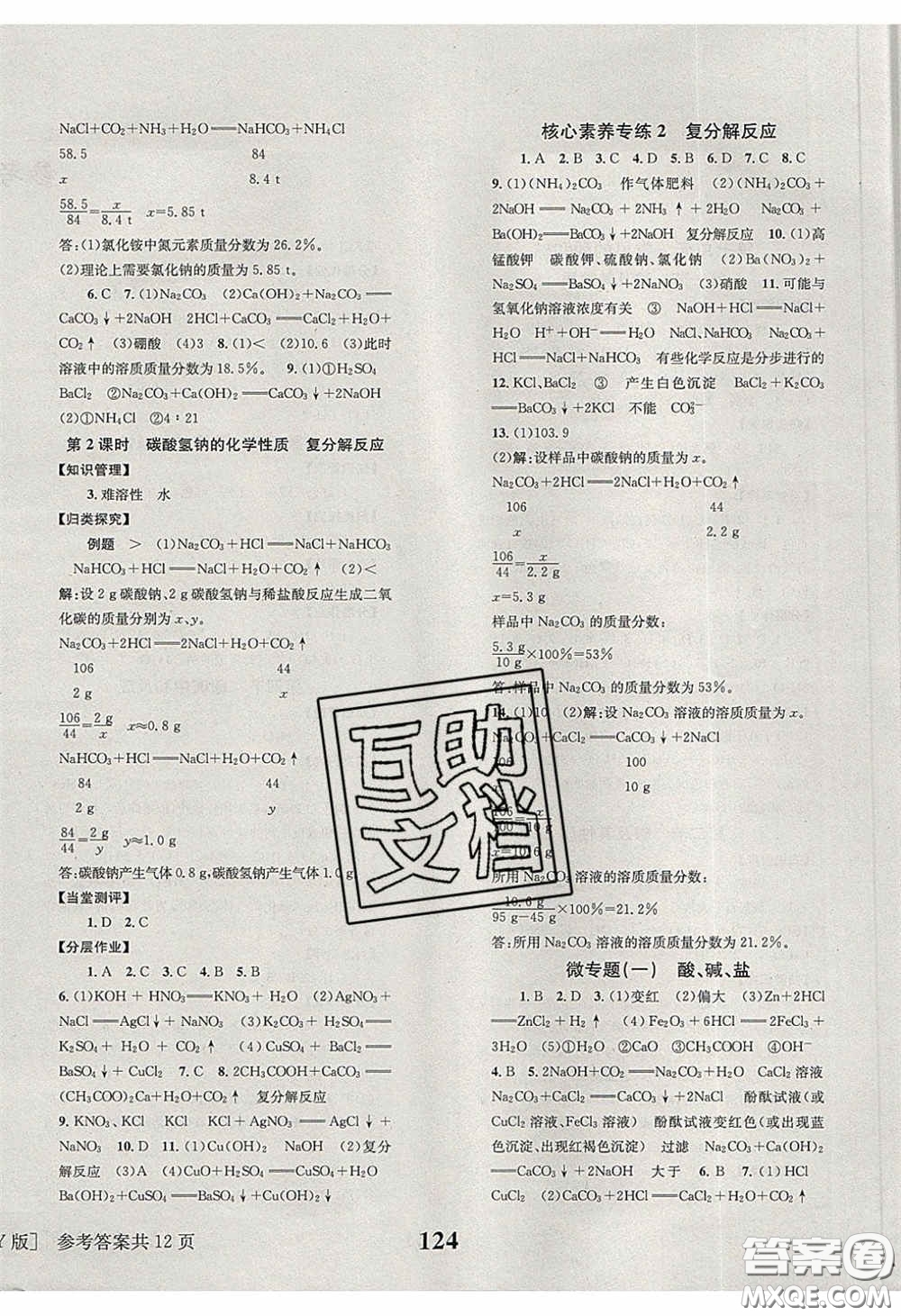 北京時(shí)代華文書(shū)局2020全效學(xué)習(xí)學(xué)業(yè)評(píng)價(jià)方案九年級(jí)化學(xué)下冊(cè)魯教版答案