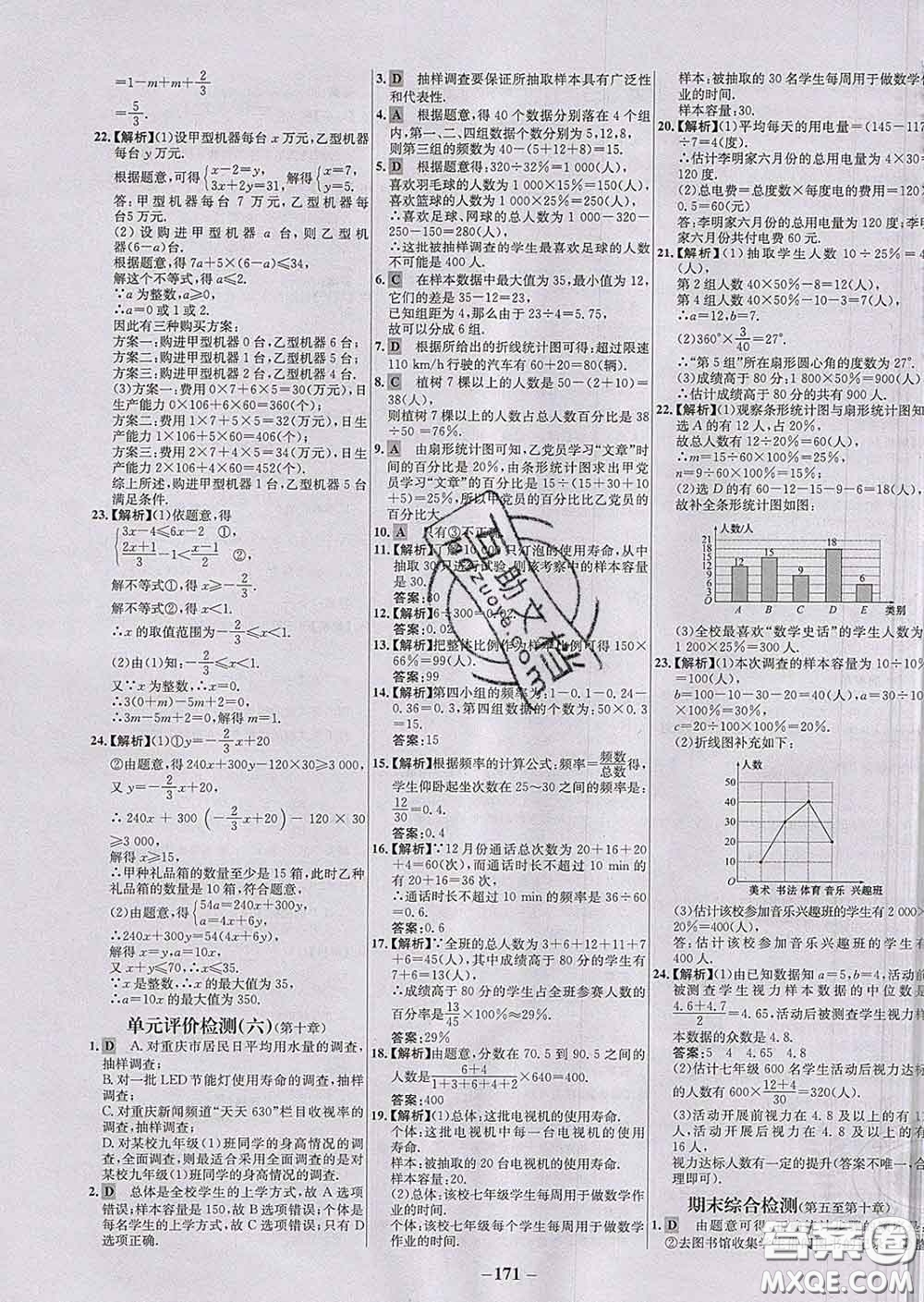 2020春世紀(jì)金榜百練百勝七年級(jí)數(shù)學(xué)下冊(cè)人教版答案