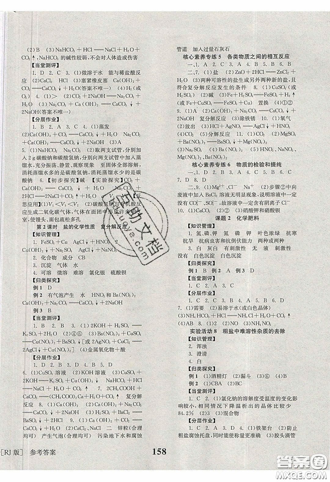 北京時(shí)代華文書局2020全效學(xué)習(xí)學(xué)業(yè)評(píng)價(jià)方案九年級(jí)化學(xué)下冊(cè)人教版答案