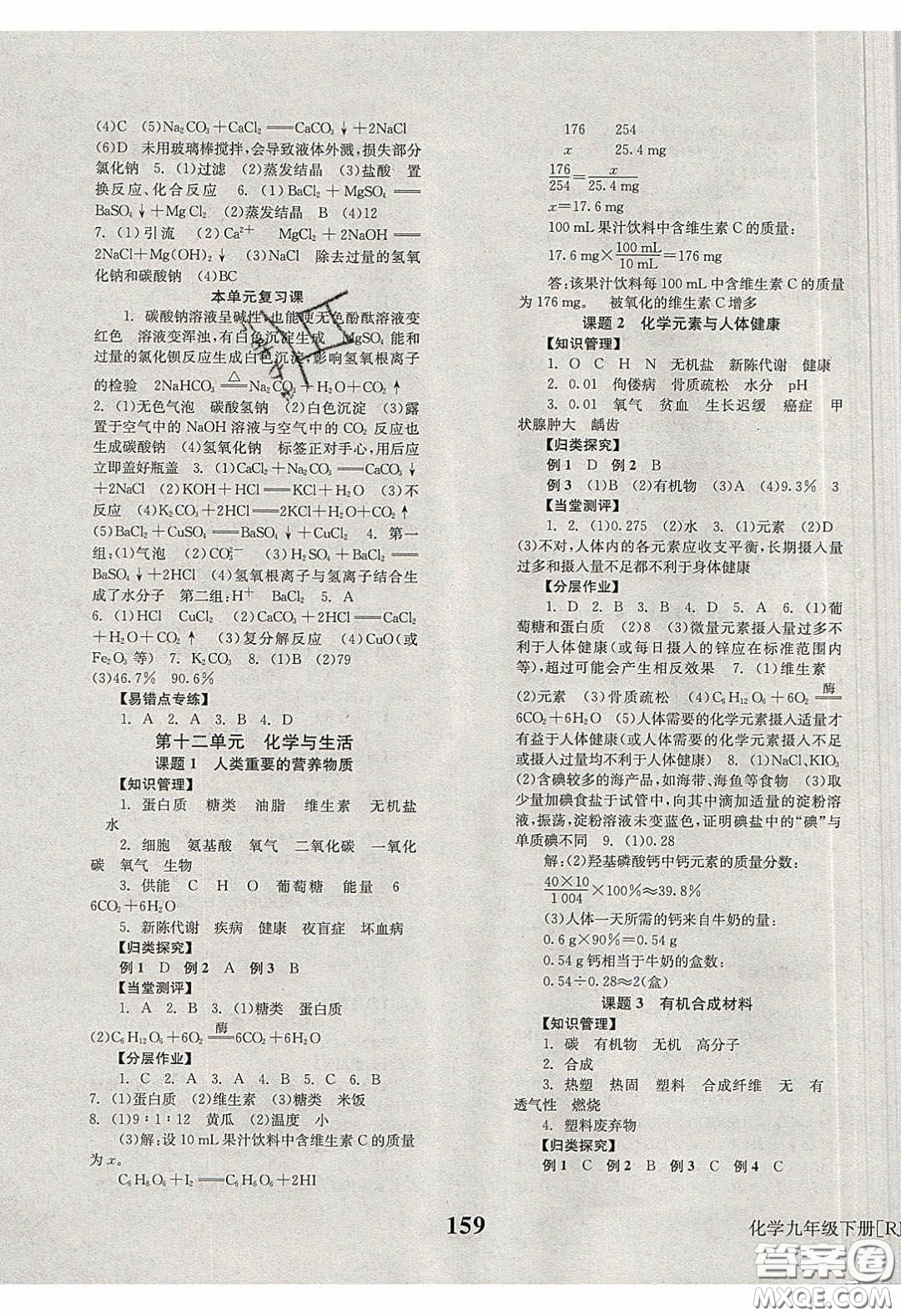 北京時(shí)代華文書局2020全效學(xué)習(xí)學(xué)業(yè)評(píng)價(jià)方案九年級(jí)化學(xué)下冊(cè)人教版答案