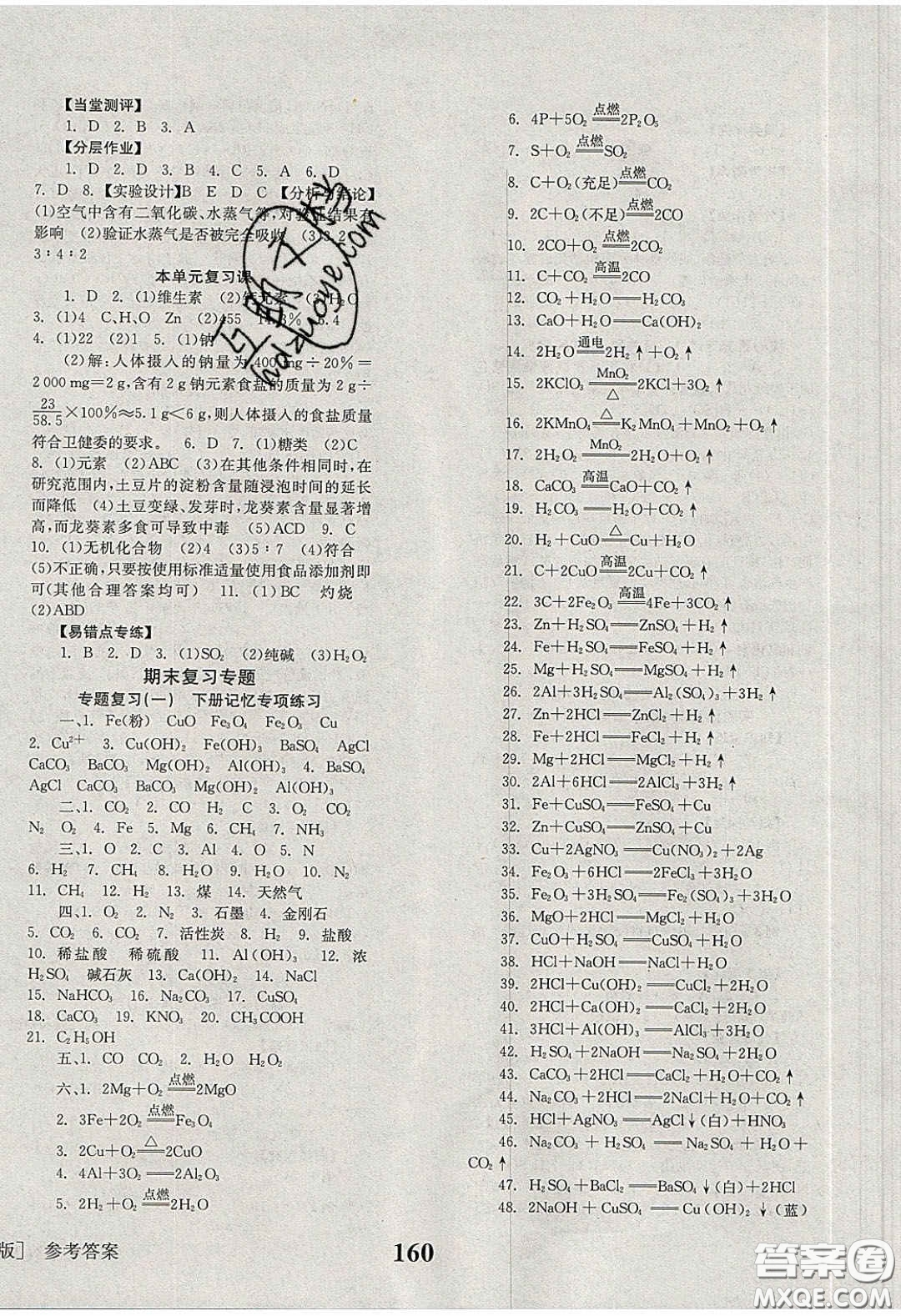 北京時(shí)代華文書局2020全效學(xué)習(xí)學(xué)業(yè)評(píng)價(jià)方案九年級(jí)化學(xué)下冊(cè)人教版答案