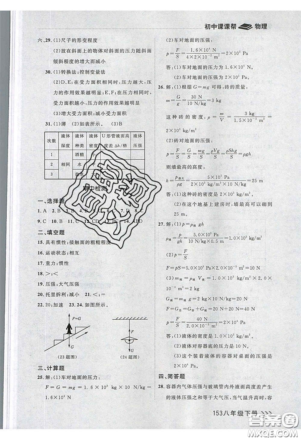 2020年學(xué)習(xí)之星課課幫大連市中學(xué)生同步作業(yè)八年級(jí)物理下冊(cè)人教版答案