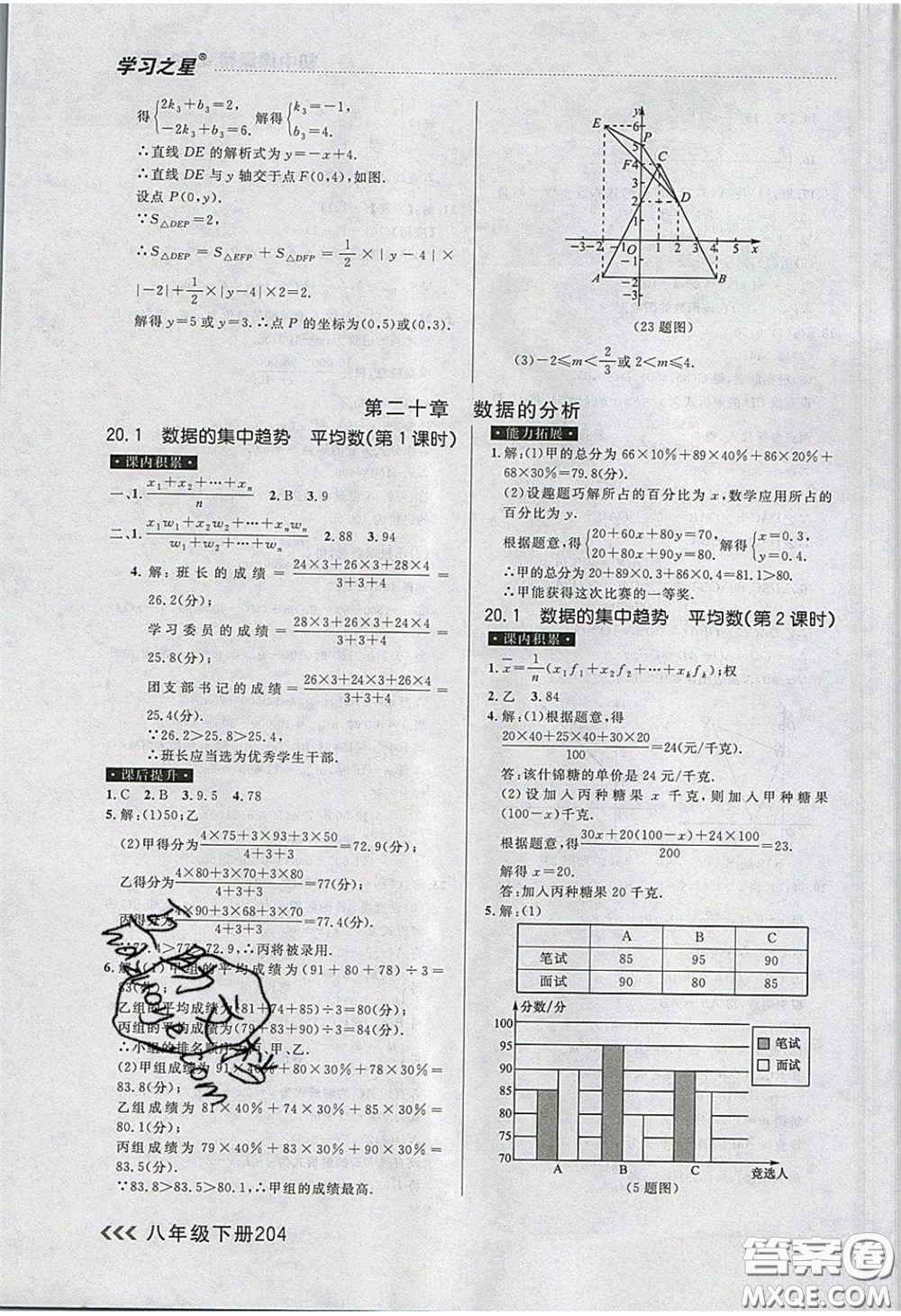 2020年學(xué)習(xí)之星課課幫大連市中學(xué)生同步作業(yè)八年級(jí)數(shù)學(xué)下冊(cè)人教版答案