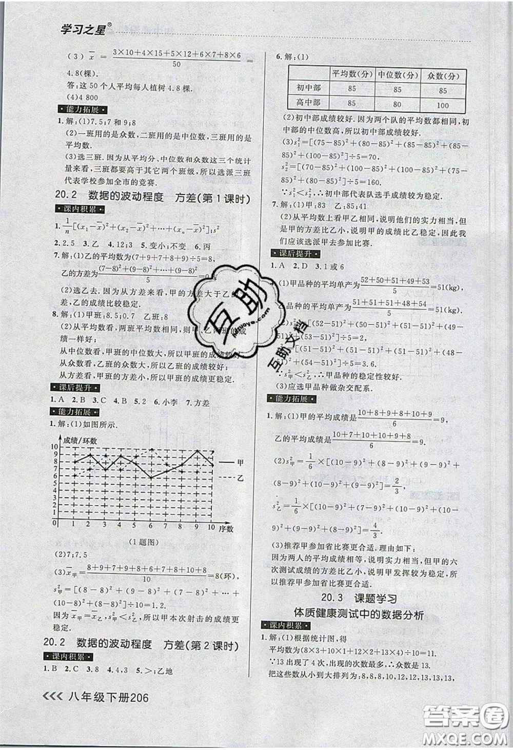 2020年學(xué)習(xí)之星課課幫大連市中學(xué)生同步作業(yè)八年級(jí)數(shù)學(xué)下冊(cè)人教版答案