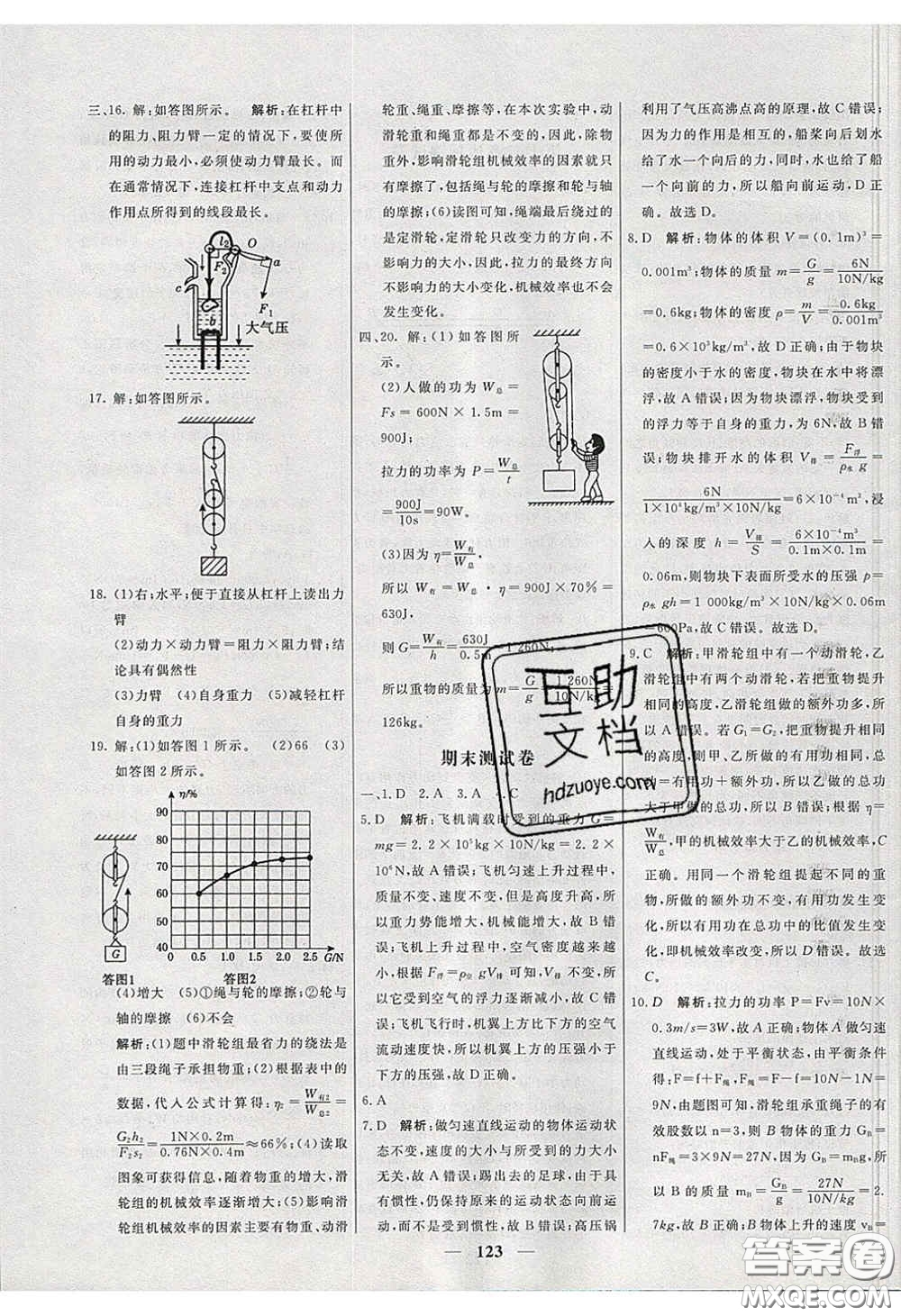 2020年名校學(xué)案高效課時練八年級物理下冊人教版答案