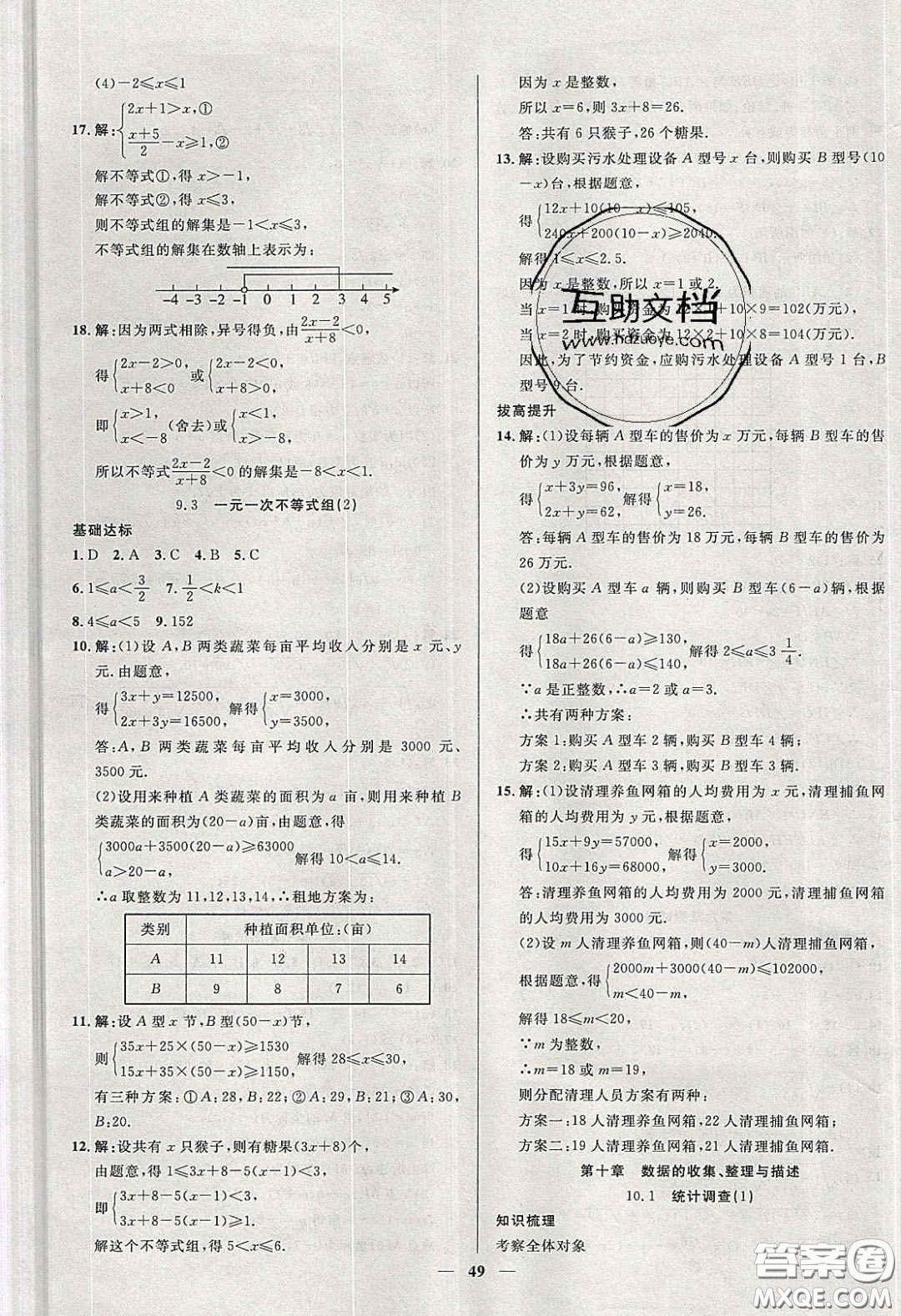 2020年春高分計劃中考版創(chuàng)新作業(yè)七年級數(shù)學(xué)下冊人教版答案