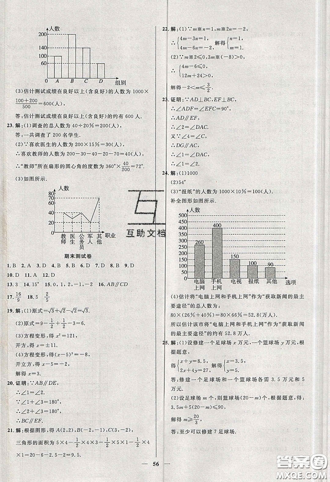 2020年春高分計劃中考版創(chuàng)新作業(yè)七年級數(shù)學(xué)下冊人教版答案