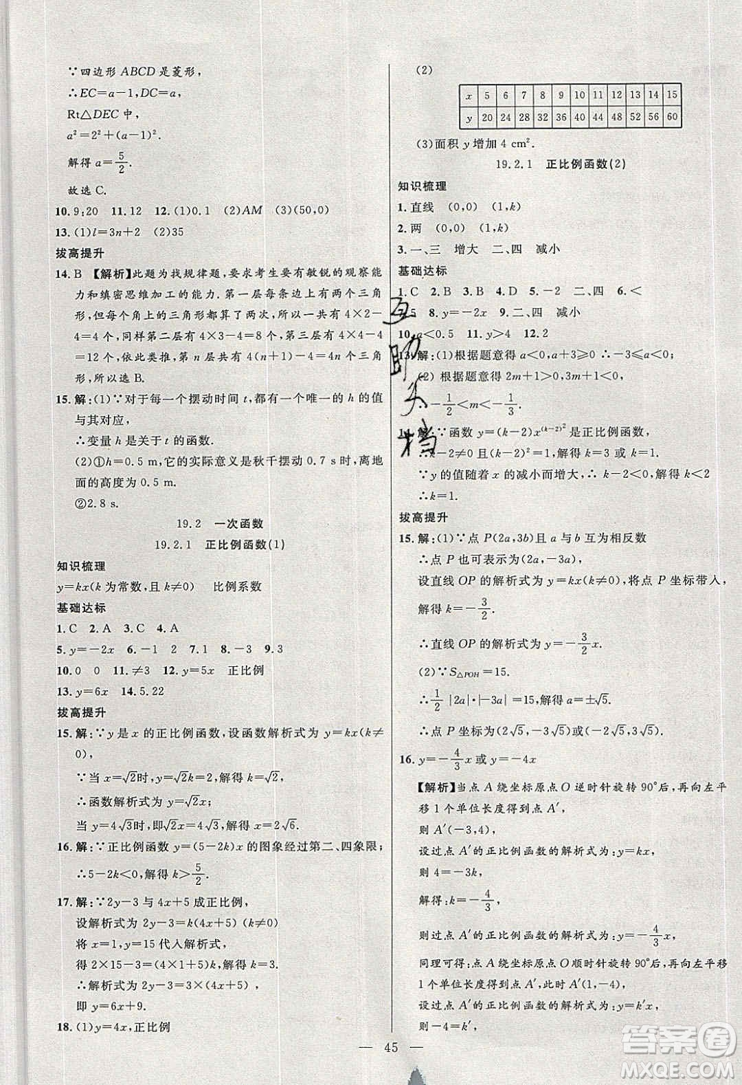 2020年春高分計(jì)劃中考版創(chuàng)新作業(yè)八年級(jí)數(shù)學(xué)下冊(cè)人教版答案