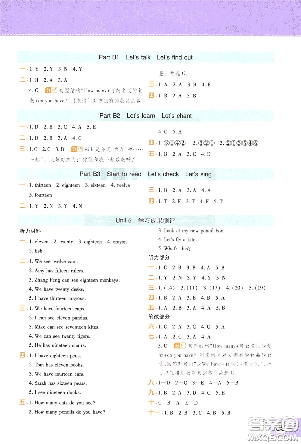 2020年黃岡同步練一日一練三年級(jí)起點(diǎn)英語3年級(jí)下冊(cè)PEP人教版參考答案