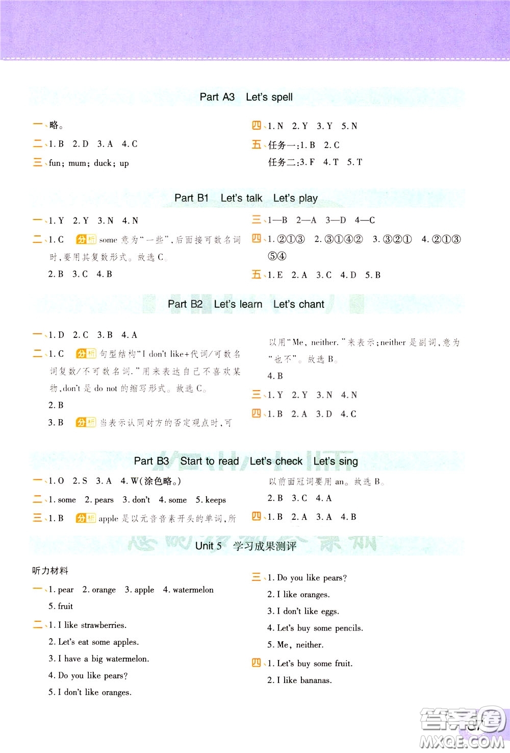 2020年黃岡同步練一日一練三年級(jí)起點(diǎn)英語3年級(jí)下冊(cè)PEP人教版參考答案