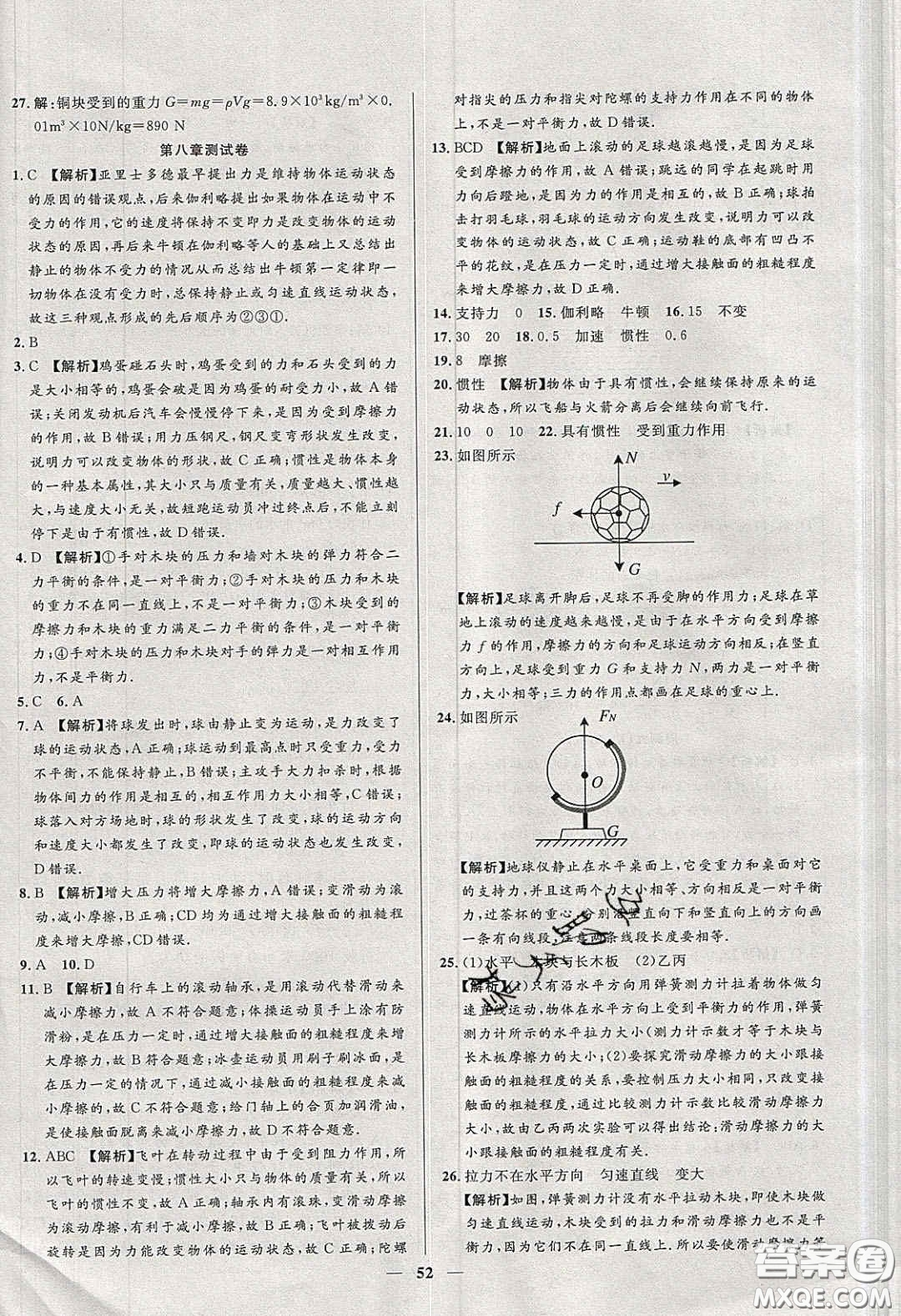 2020年春高分計(jì)劃中考版創(chuàng)新作業(yè)八年級物理下冊人教版答案