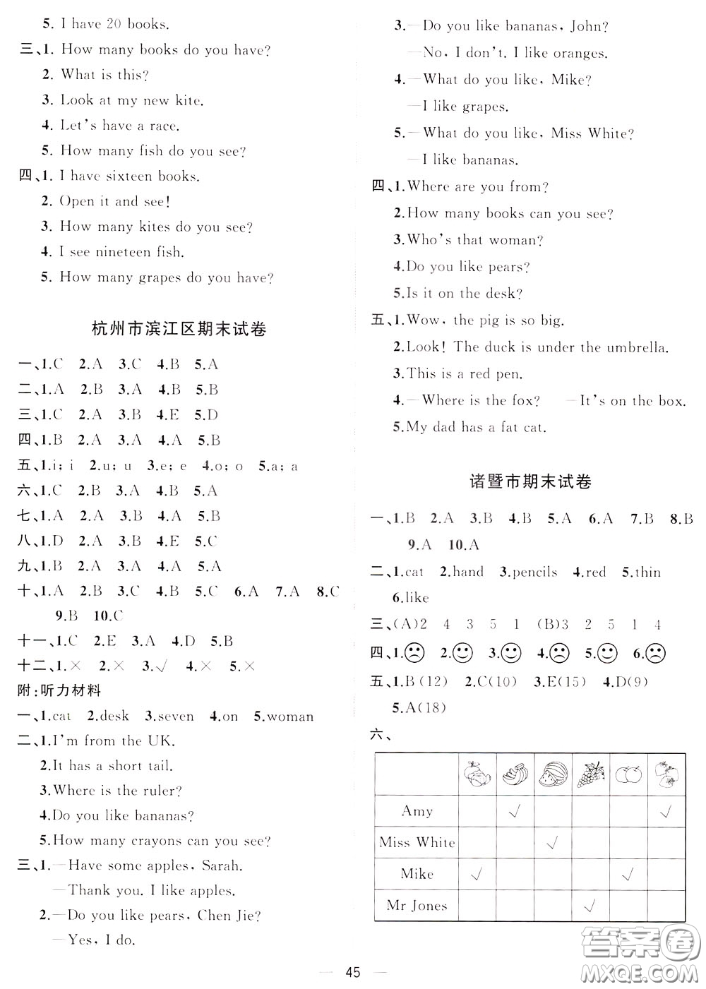 維宇文化2020年課課優(yōu)課堂小作業(yè)英語(yǔ)三年級(jí)下冊(cè)R人教版參考答案