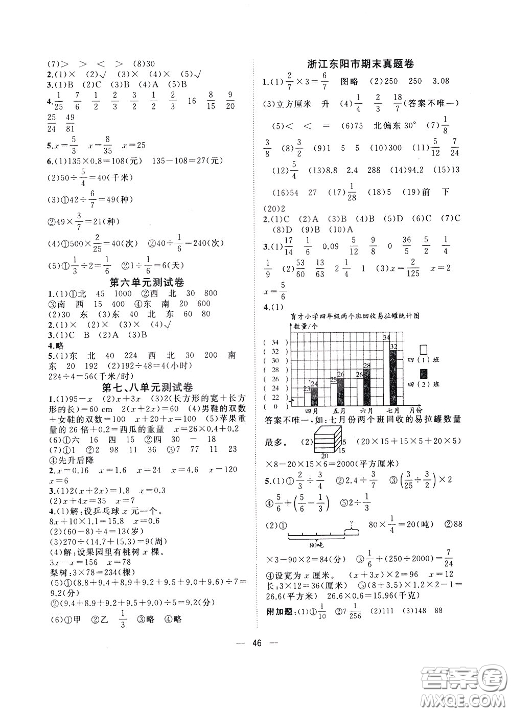 維宇文化2020年課課優(yōu)課堂小作業(yè)數(shù)學(xué)五年級下冊B北師版參考答案