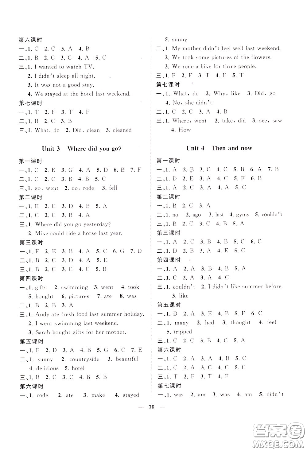 維宇文化2020年課課優(yōu)課堂小作業(yè)英語(yǔ)六年級(jí)下冊(cè)R人教版參考答案