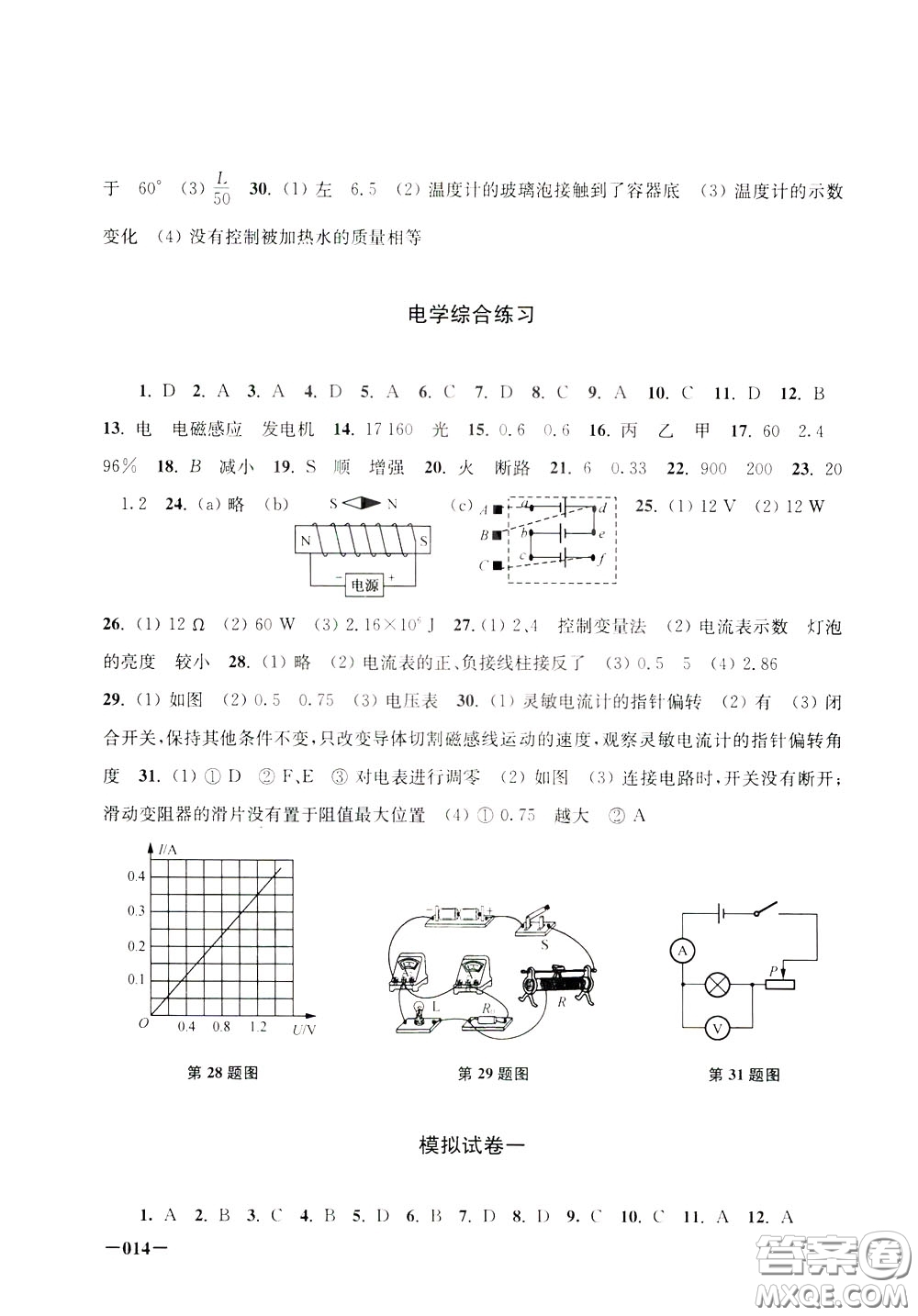 2020年課堂追蹤九年級下冊物理參考答案