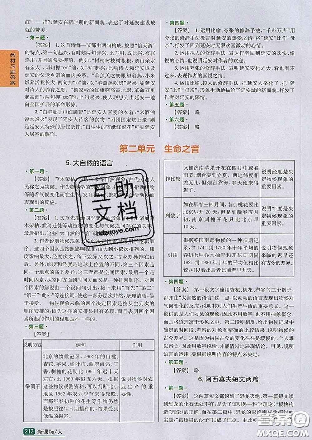 吉林人民出版社2020春尖子生學(xué)案八年級(jí)語(yǔ)文下冊(cè)人教版答案