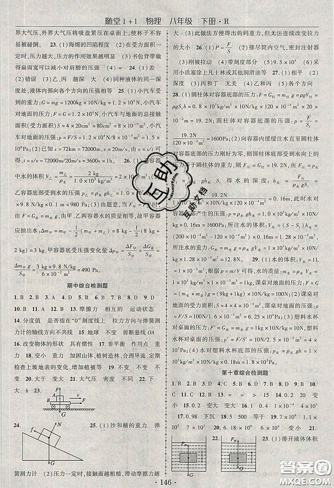 海韻圖書(shū)2020年春隨堂1+1導(dǎo)練八年級(jí)物理下冊(cè)人教版答案